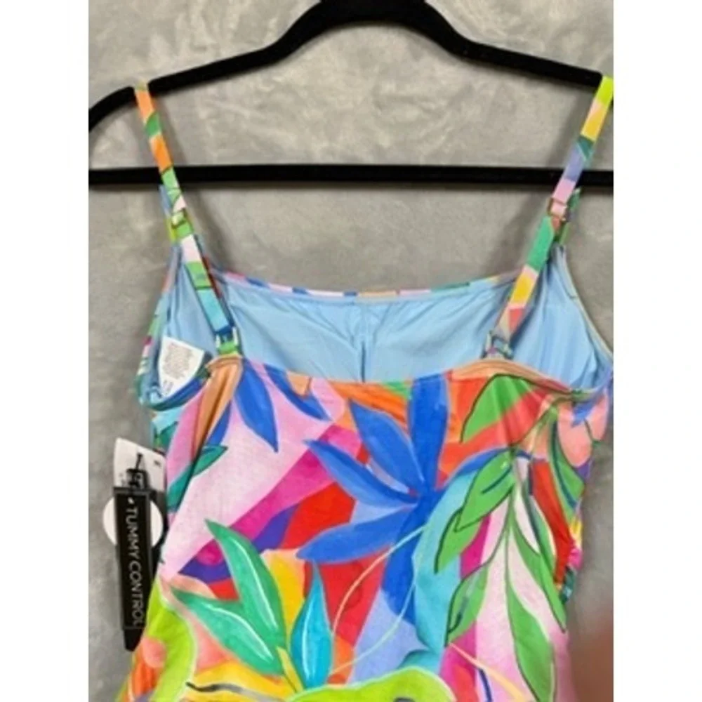 NWT La Blanca Tropi Flage One Piece Swimsuit Tummy Control 8 $120